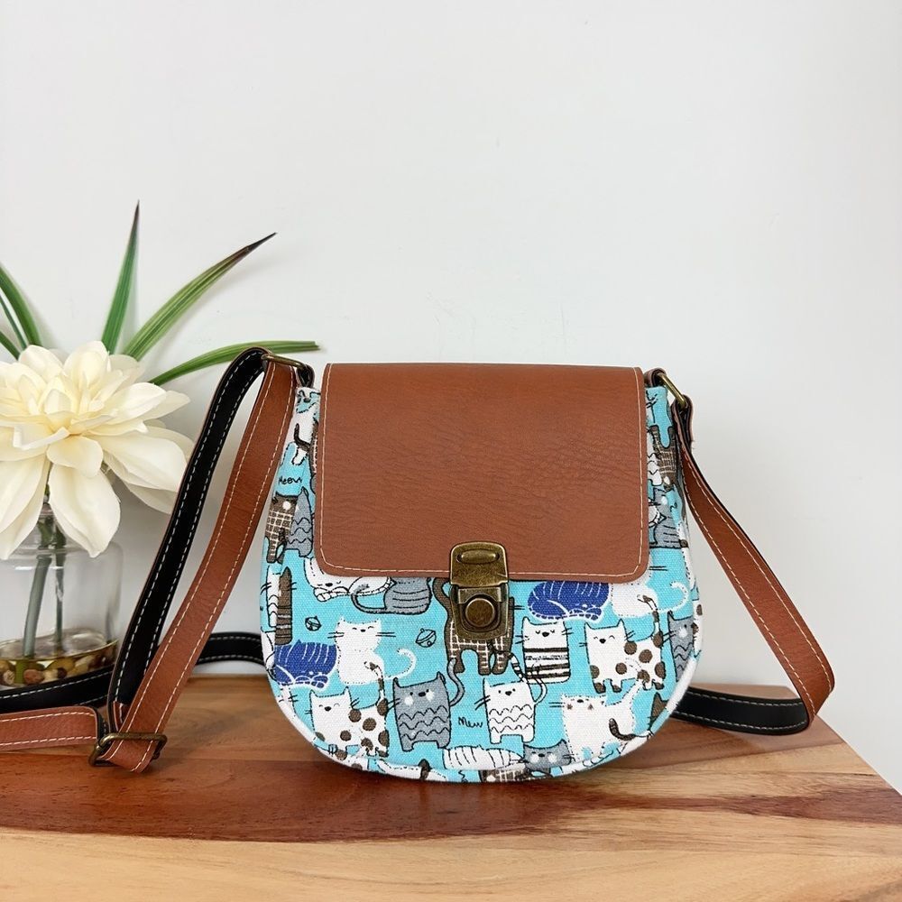 New Small Crossbody bag with‎ cat prints